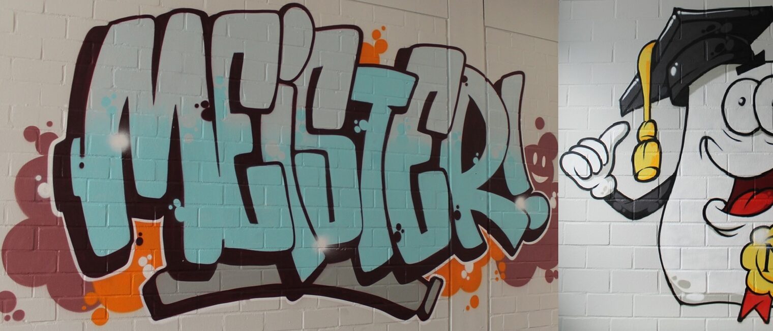Infoabend zur Meisterschule Feinwerkmechaniker/in in Aschaffenburg Graffiti mit Schriftzug "Meister" – Informationsabend zur Meisterschule Feinwerkmechaniker/in im Bildungszentrum