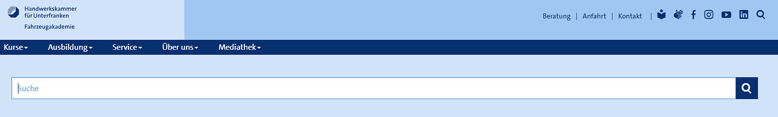 Screenshot der Suche auf www.fahrzeugakademie.de