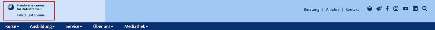 Screenshot des Headers mit Logo auf www.fahrzeugakademie.de