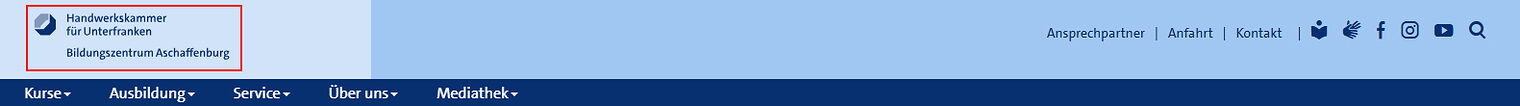Header Logo Bildungszentrum Aschaffenburg Screenshot des Headers mit Logo auf www.bildungszentrum-aschaffenburg.de