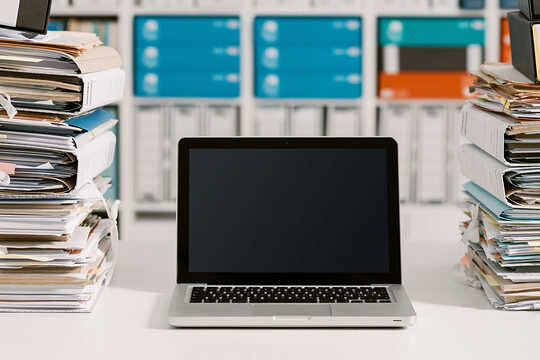 Ein Laptop mit vielen Ordnern