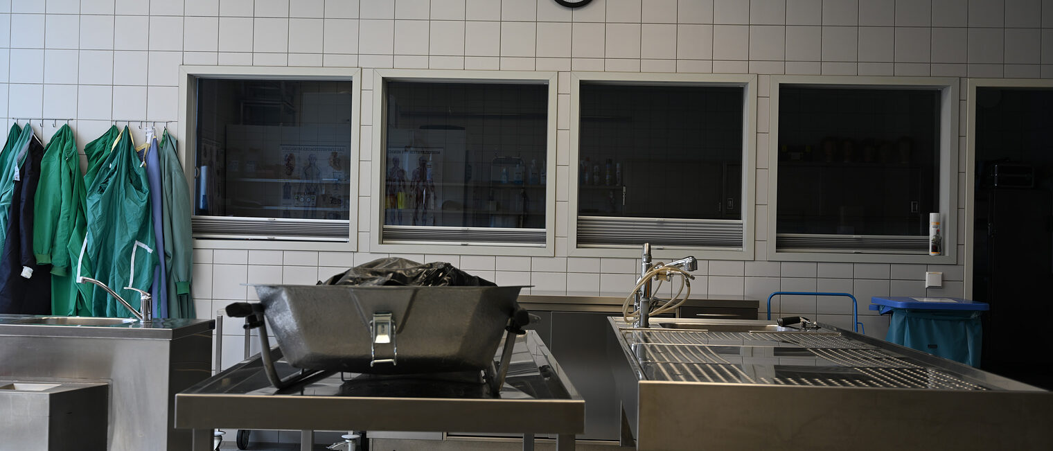 Bestatter Münnerstadt Hygieneraum mit Alutischen im Ausbildungszentrum der Bestatter