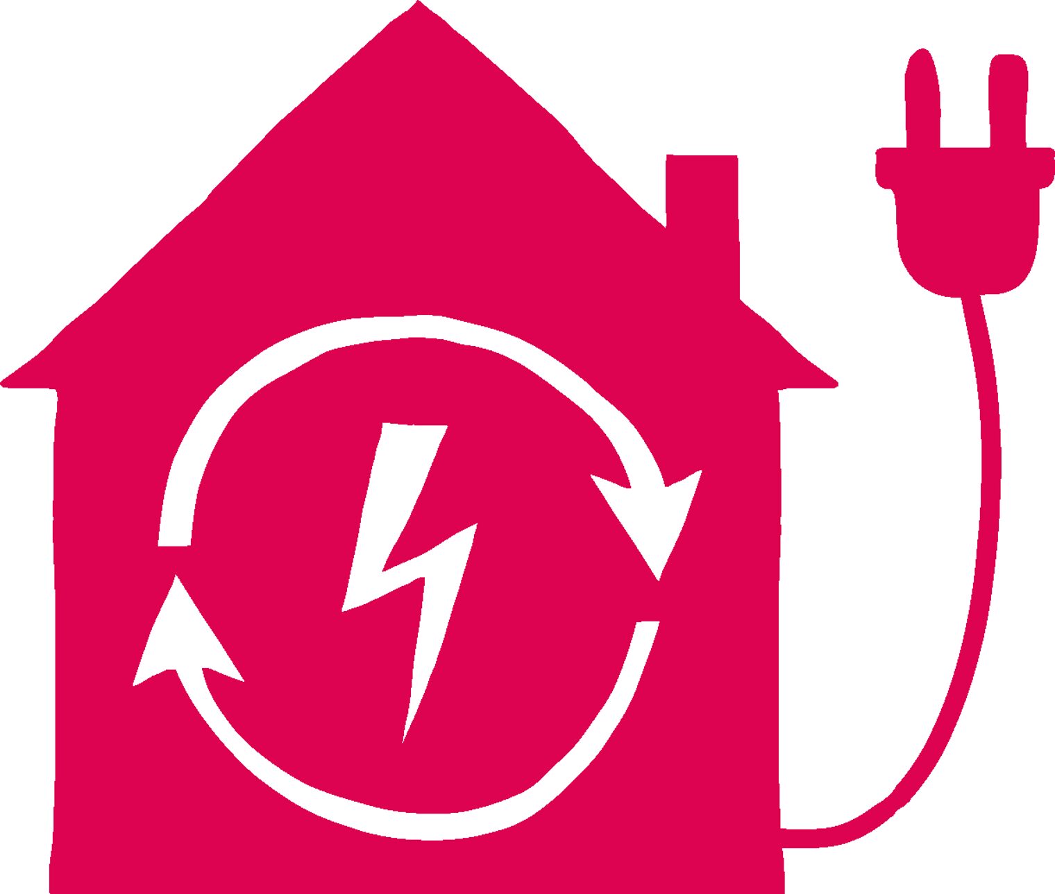 Icon Elektroniker Icon Elektroniker Haus mit Blitzzeichen und Kabel und Stecker