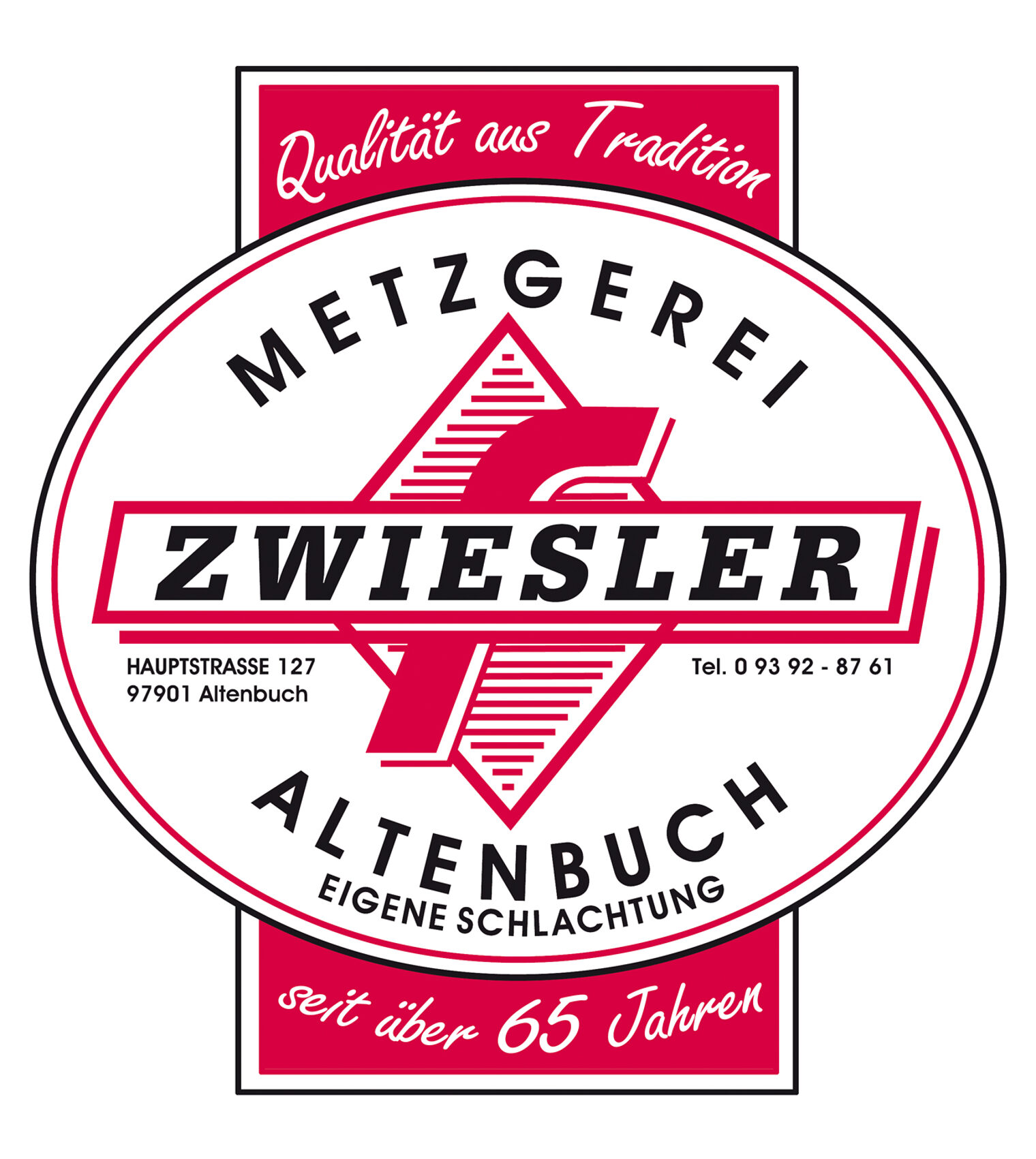 DMH 2025 | Betriebe Logo der Metzgerei Zwiesler in den Farben Magenta, Schwarz und Weiß.