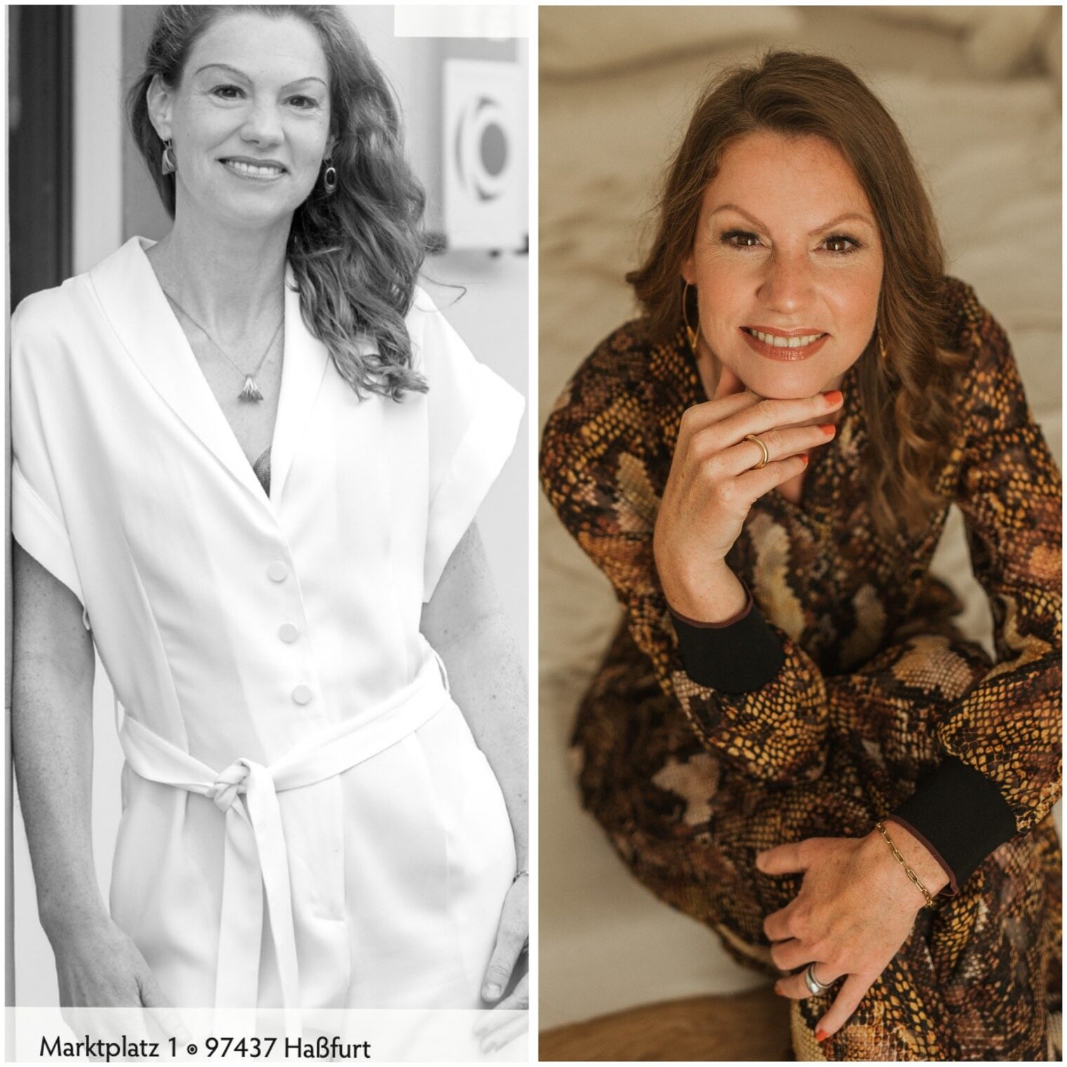 Zwei Bilder von dunkelhaariger Frau Zwei Bilder von dunkelhaariger Frau